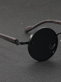 Shein- Black Round Frame Sunglasses For Men