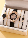 Shein Watches with rhinestone décor and a bracelet with a circular décor, 4 pieces