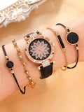 Shein Watches with rhinestone décor and a bracelet with a circular décor, 4 pieces