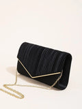 Shein - Satin Chain Wrinkle Flap Square Bag