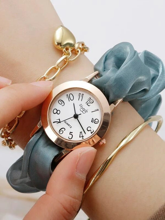 Shein 1 pcs quartz watch with round pointer dial and 2 pcs bracelet