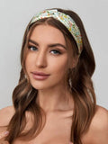 Shein - Katie Chandler Floral Print Hairband With Pleated Detail