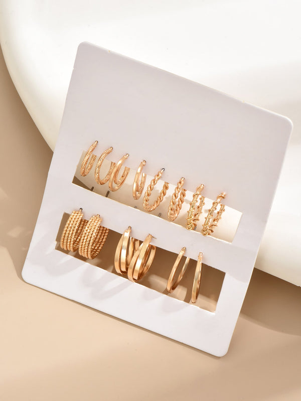 Shein - 14-piece Set Of Fashionable C-shaped Earrings