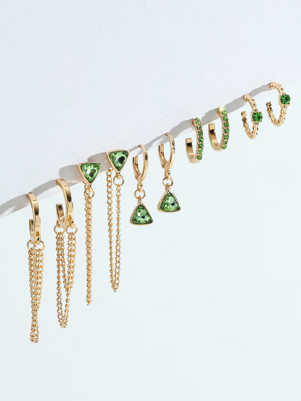 Shein - 10pcs/set Rhinestone Decor Earrings