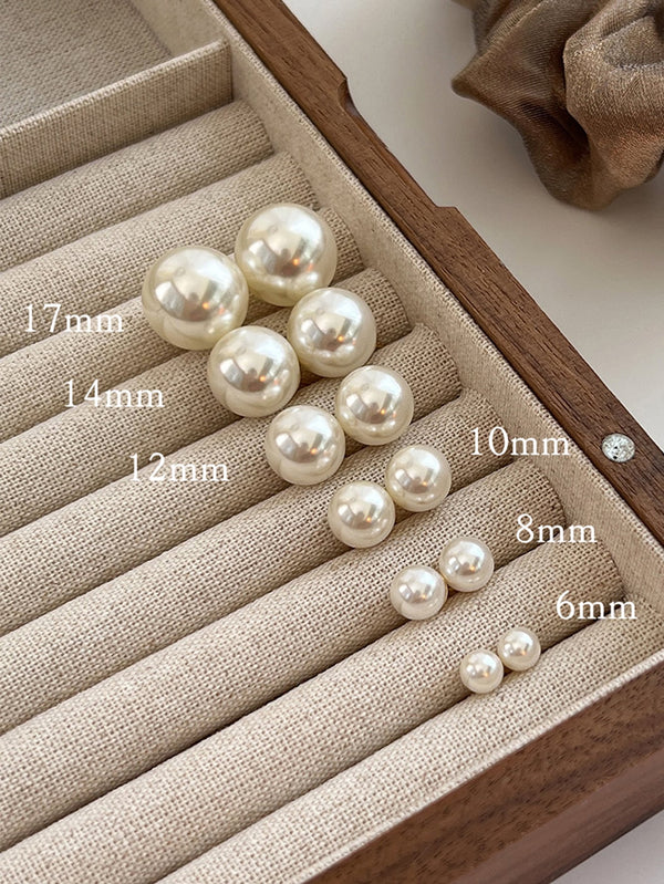 Shein - 6pairs/set Faux Pearl Decor Stud Earrings