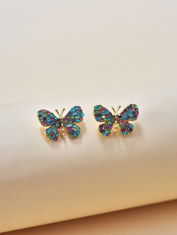 Shein - Rhinestone Butterfly Stud Earrings