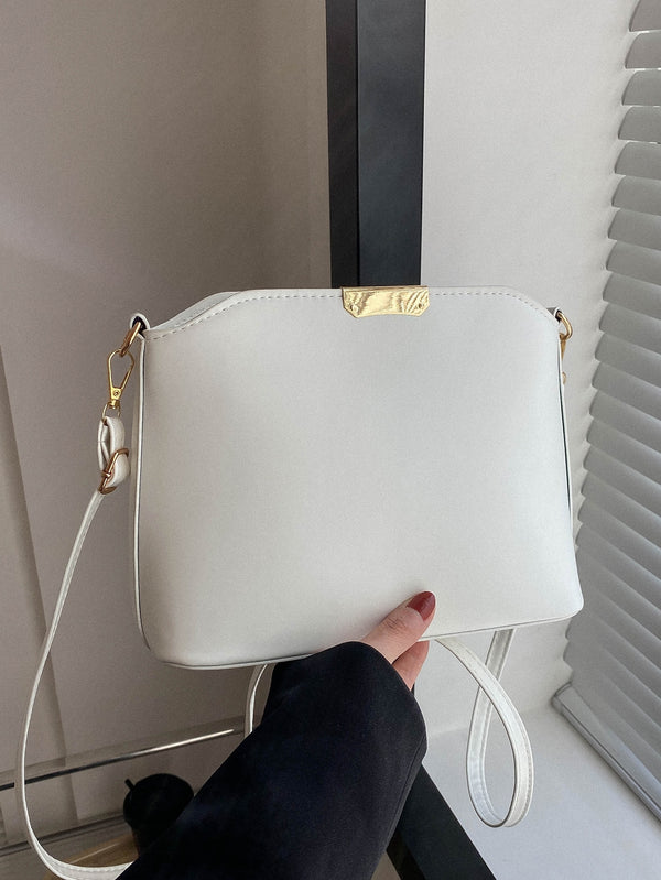 Shein - Minimalist Crossbody Bag White Square Bag for Work & Office