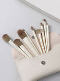 Shein - 10pcs Makeup Brush Set With Storage Bag Eyeliner Eye Shadow Brush Cosmetic Foundation Blush Powder Blending Beauty Makeup Tools