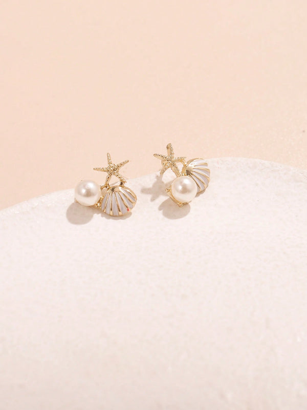 Shein - 1pair Small Shell Earrings