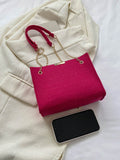 Shein - Crocodile Embossed Square Bag Chain Strap Neon Pink Funky