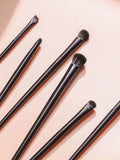 Shein - 6pcs/set Eye Makeup Brushes Kit Including Angled Eyeliner, Detail Concealer, Blending Brush, Blending Crease Brush