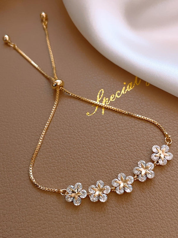 Shein - Rhinestone Flower Decor Bracelet