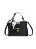 Shein - Bow Decor Mini Black Skinny Scarf Decorated Flap Square Crossbody Bag With Adjustable Shoulder Strap