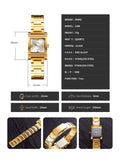 Shein - 1pc Women Gold Stainless Steel Strap Fashion Square Dial Quartz Watch, For Daily Life