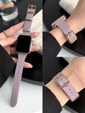 Shein - Stitch Detail Microfiber Watchband Compatible With Apple Watch