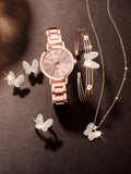 Shein - Steel Band Digital Butterfly Ladies Watch Set of 5