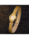 Shein - 1pc Gold Women's Quartz Wrist Watch