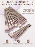 Shein - 16pcs Synthetic Hair Makeup Brush Set Including Eyeshadow Blending Brushes For Face And Eyes Black Friday