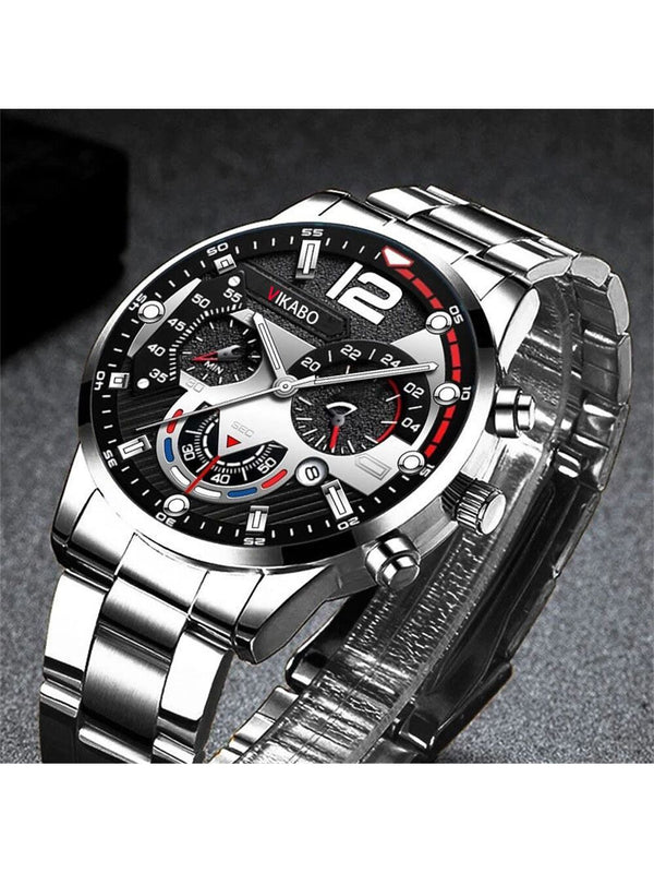 Shein - New Arrival Fashionable Stainless Steel Strap Quartz Watch, Suitable For Daily Wear