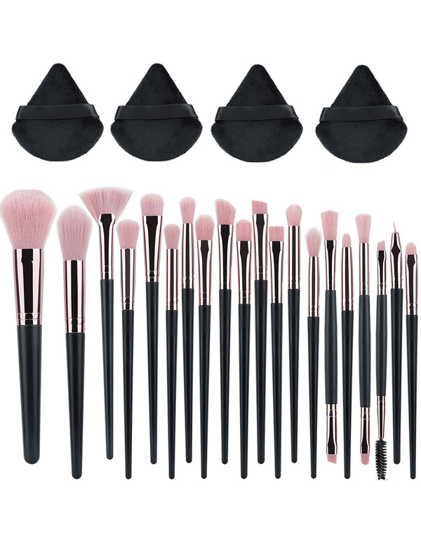 Shein - 4pcs Soft Triangle Makeup Puff & 20pcs Makeup Brush Set  Premium Synthetic Hair Eyeshadow Blending Brush sets Cosmetics Tools for Face and Eyes