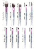 Shein - 10pcs Transparent Crystal Liquid Foundation Makeup Brush Set For Eye Shadow, Blush, Powder And Other Cosmetics Black Friday