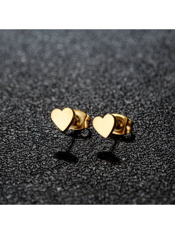 Shein - 1 Pair Stainless steel Earrings Trend Korean Sweet Heart Fashion Stud Earrings For Women