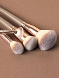 Shein - 15pcs/set Champagne Gold Colored Jumbo Makeup Brush With A Bag, Eye Shadow Blush Brush Kit