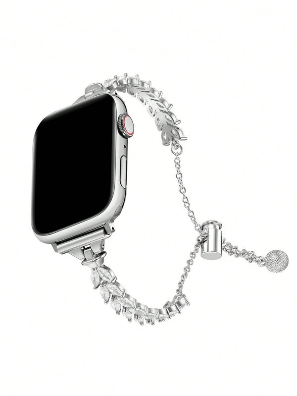 Shein - Leaf Shaped Rhinestone Inlaid Bracelet Band For Apple Watch, Women's Watchband