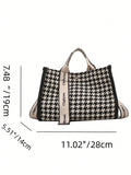 Shein - Women's Large Capacity Plaid Tote Bag