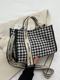 Shein - Women's Large Capacity Plaid Tote Bag