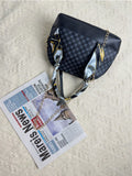 Shein - 1pc Mini Geometric Pattern Handbag With Silk Scarf, Chain And Shell Decoration, Can Be Carried By Hand Or Crossbody