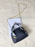 Shein - 1pc Mini Geometric Pattern Handbag With Silk Scarf, Chain And Shell Decoration, Can Be Carried By Hand Or Crossbody