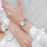 Shein - Ins Niche Steel Band Watch Simple Stainless Steel Watch Ladies Quartz Watch Set