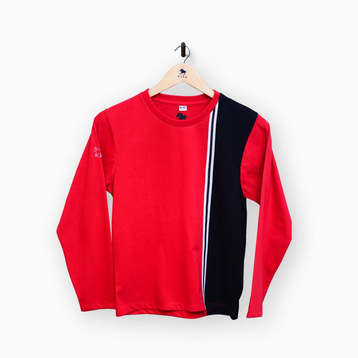 Kids Polo- Cut N Sew twill tapped - Black n Red