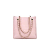 Shein- Pink Croc Embossed Chain Shoulder Bag