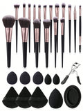 Shein - Makeup tool set 18pcs makeup brush sets 1PCS Cleaning brush 6PCS Makeup Puff 3PCS Makeup Sponge  1PCS eyelash curler