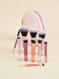 Shein - 10pcs Makeup Brushes Set With Pu Leather Pouch For Basic Daily Makeup