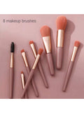 Shein - 8pcs Makeup Brush Set, Including Mini Eye Shadow Brush, Blush Brush, Powder & Highlighter Brush, Foundation & Concealer Brush, Lip Brush, Ideal For Beginners