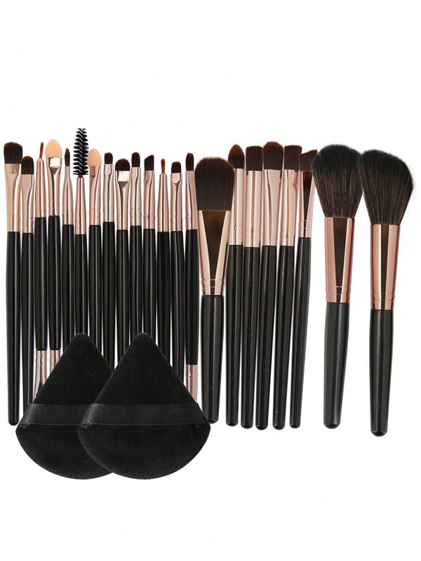 Shein - 2PCS Makeup Puff 22pcs Makeup Brush Sets Premium Synthetic Hair  Eyeshadow Blending Brush Sets Cosmetics Tools For Face And Eyes