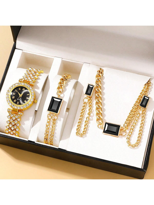 Shein - 5pcs/Set Women's Fashionable Quartz Watch Set