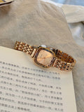 Shein - 1pc New Arrival Solid Stainless Steel Strap Casual Simple Fashionable Waterproof Mini Square Women's Quartz Watch With Rose Golden Color Square Watch