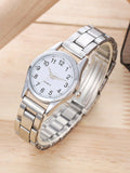 Shein - 2pcs Alloy Analog Digital Quartz Watch Set For Couple, Valentine's Day Gift