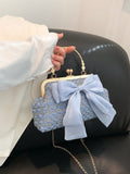 Shein - 2023 New Arrival Glittering Chain Evening Bag For Women, Fashionable Elegant Clutch, Handbag, Shoulder Bag, Crossbody Bag, Zipper Closure
