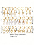 Shein - 1 Set Gold-Ish Luxurious Texture Style Earrings Set, Including 12 Pairs Dangling Earrings, Suitable For Daily Wear, Parties