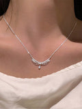 Shein - 1 Pc Fashion & French S925 Sterling Silver Lace Hollowed Out Necklace Choker Exquisite Princess Court Style Pendant Necklace For Girlfriend Jewelry Accessories Gift For Girl/Women/Girlfriend/Mother Fine Jewelry Daily Wear