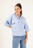 Nine90nine- Boxy Pocket Fit Shirt - Sky Blue