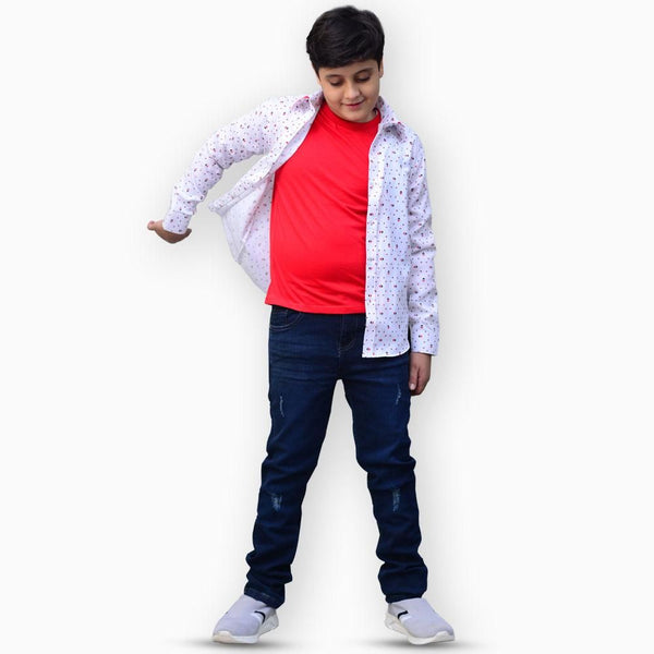 Kids Polo- Buttoned Up Shirt - White