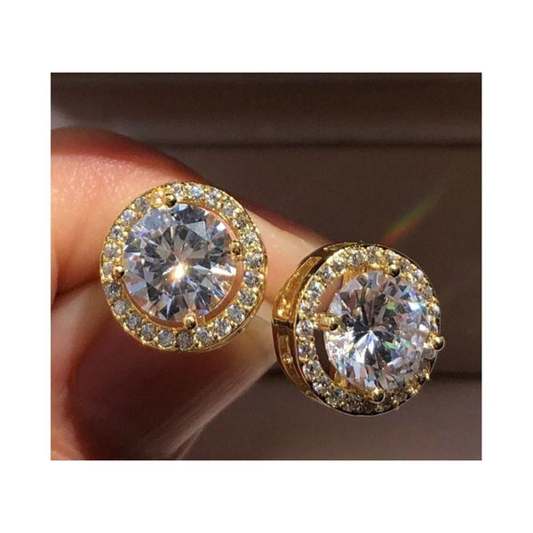 The Marshall- Golden Round Zircon Stud Earrings for Women - TM-E-39