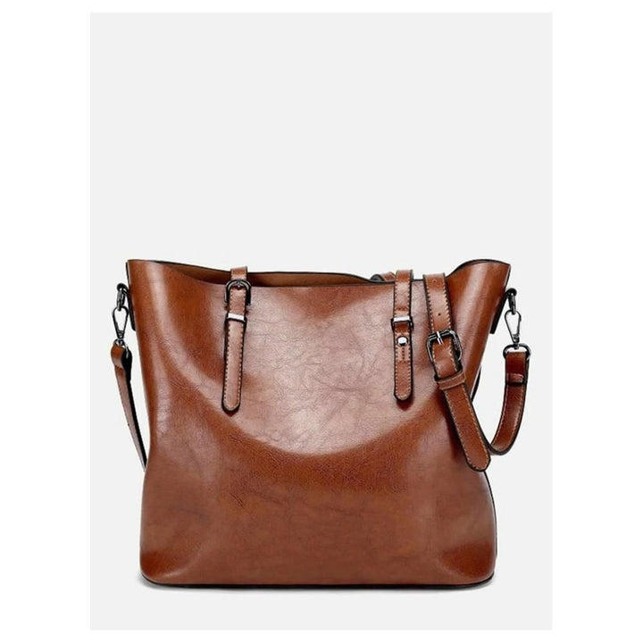 Shein- Buckle Decor Tote Bag- Rust Brown