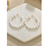 Shein- Faux Pearl Beaded Hoop Earrings by Bagallery Deals priced at #price# | Bagallery Deals